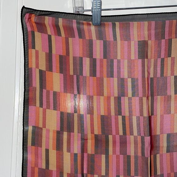 Echo pink, black & orange semi sheer chiffon polyester scarf - Picture 5 of 6